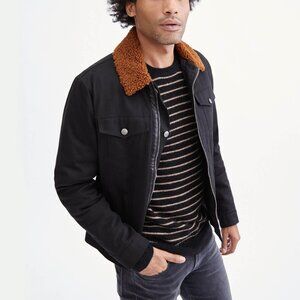 7 For All Mankind Men's Shearling Denim Trucker Jacket Size Small NWT Black S